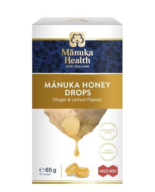 Bomboane dropsuri cu miere de Manuka MGO 400+ si Vitamina C (65g) (ghimbir si lamaie)